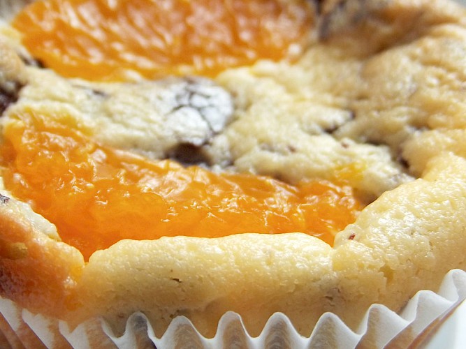 Käsekuchen-Muffin mit Schokolade und Mandarinen